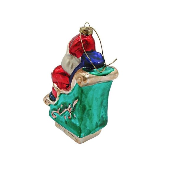 Vintage Glass Christmas Holiday Ornament Santa Sleigh Gifts Tree Hanging 6" - Picture 4 of 12